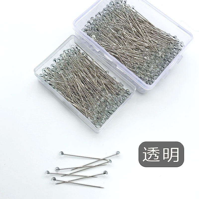 全新透明陶瓷小珠头玻璃珠针服装设计立体裁剪拼布专用定位大头针