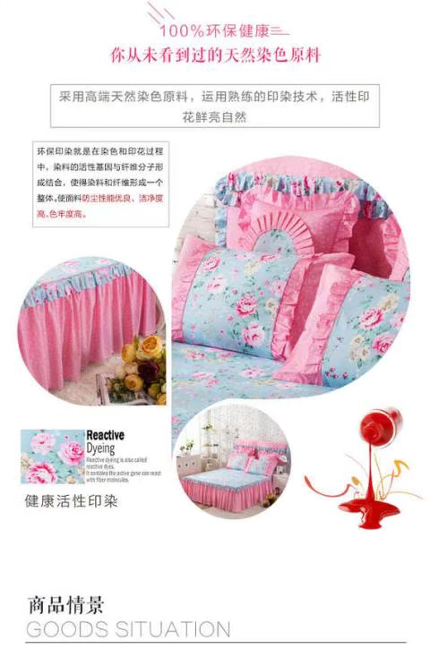 Hàn Quốc hoa bông ren giường khăn trải giường giường váy bìa trong một mảnh 1.2m 1,5 1,8 bãi - Váy Petti