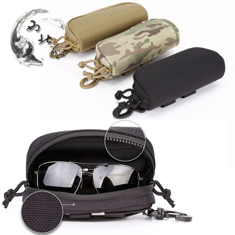 Outdoor mountaineering cycling glasses storage protective bag wear belt Fanny pack MOLLE tactical sunglasses hanging bag instrument box