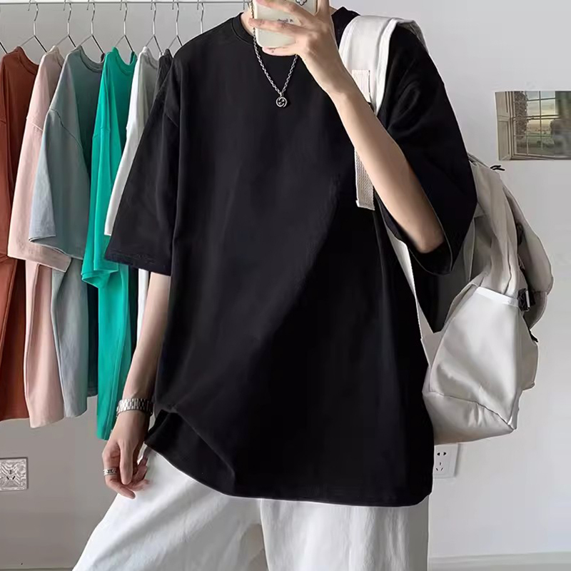 Pure Black Quick-Drying Short-Sleeve T-Shirt for Men, Summer Ice Silk Thin Style, Solid Color, Loose and Breathable, 5-Point Half-Sleeve Top for Boys Pure Black Quick-Drying Short-Sleeve T-Shirt for Men, Summer Ice Silk Thin Style, Solid Color, Loose and Breathable, 5-Point Half-Sleeve Top for Boys