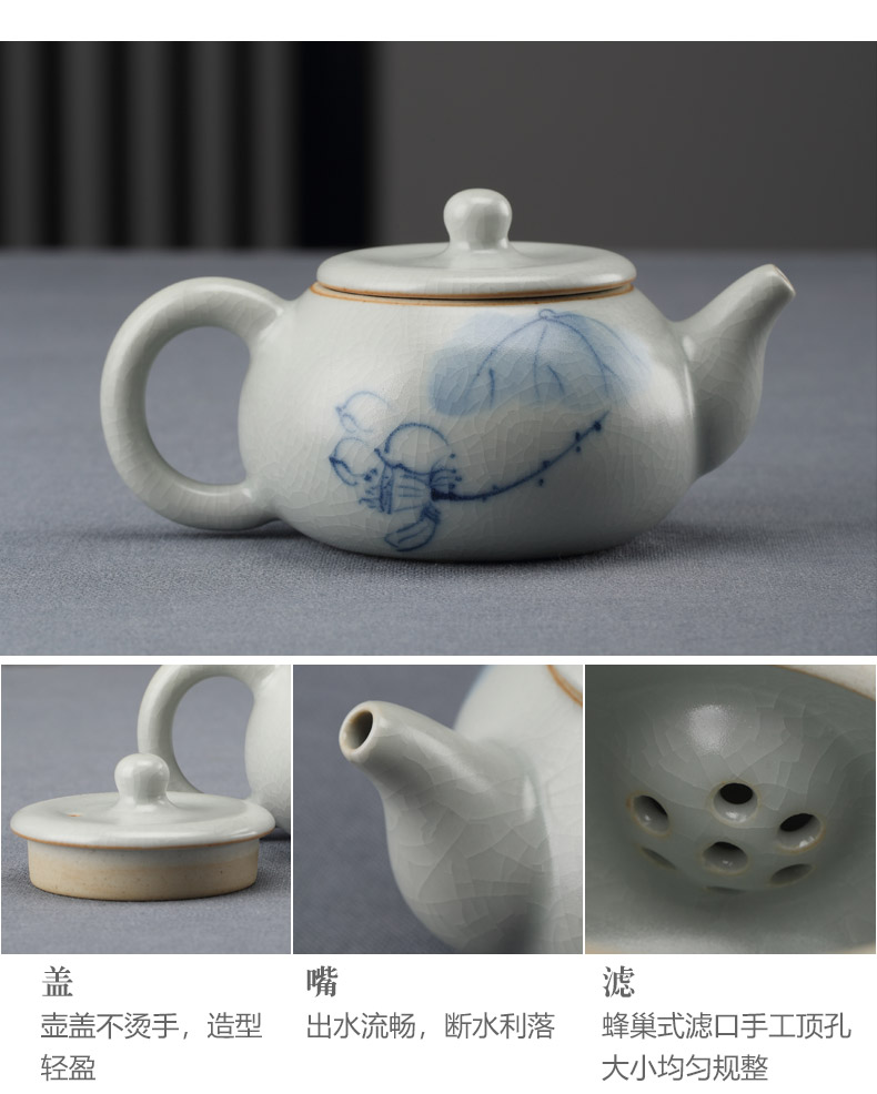 Your up Chinese kung fu tea set of household ceramic cups tea six pack Your porcelain teapot of blue and white porcelain