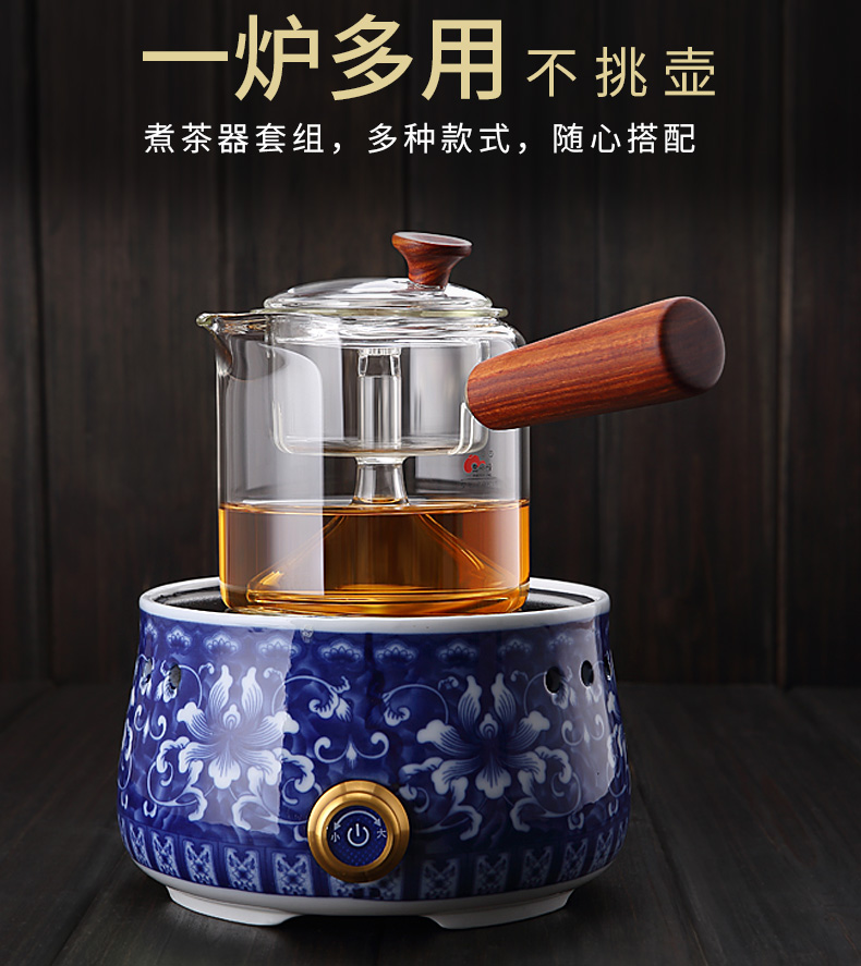 High temperature resistant glass tea single pot of boiling water steaming tea household electric ceramic tea set tea kettle separation single pot boil