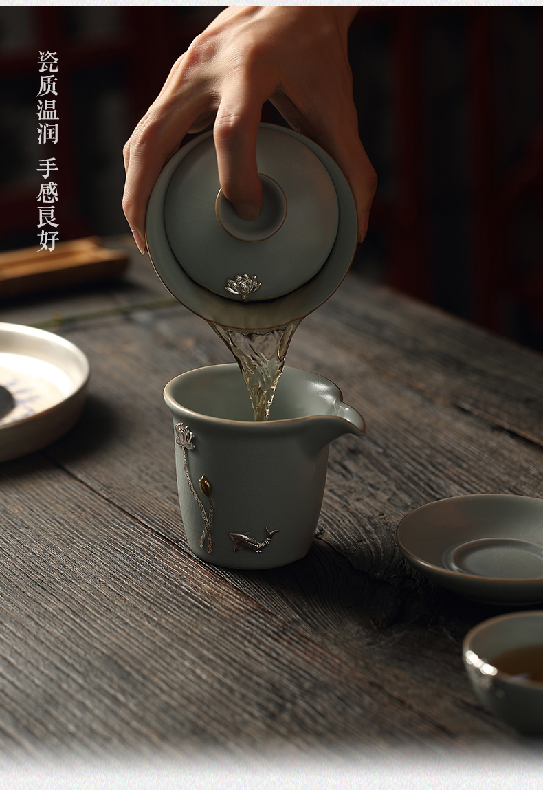 The From your up tea sets Taiwan FengZi ceramic cups household manual only three silver tureen lid