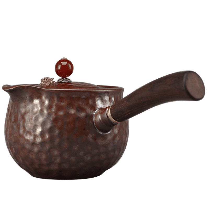 Antique teapot side of real wood, the pot of ceramic tea ware restoring ancient ways of household manual single pot of boiled tea kettle kung fu tea set