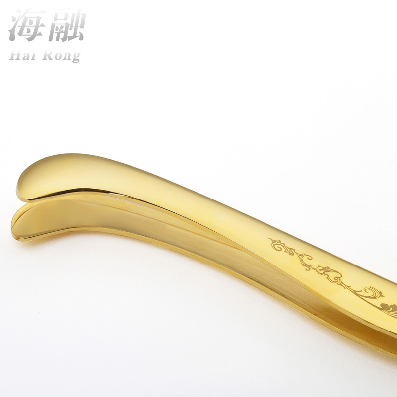 HaiRong ChaGa cooper kung fu tea accessories tweezers copper art clip tea tea tea zero with metal cup holder