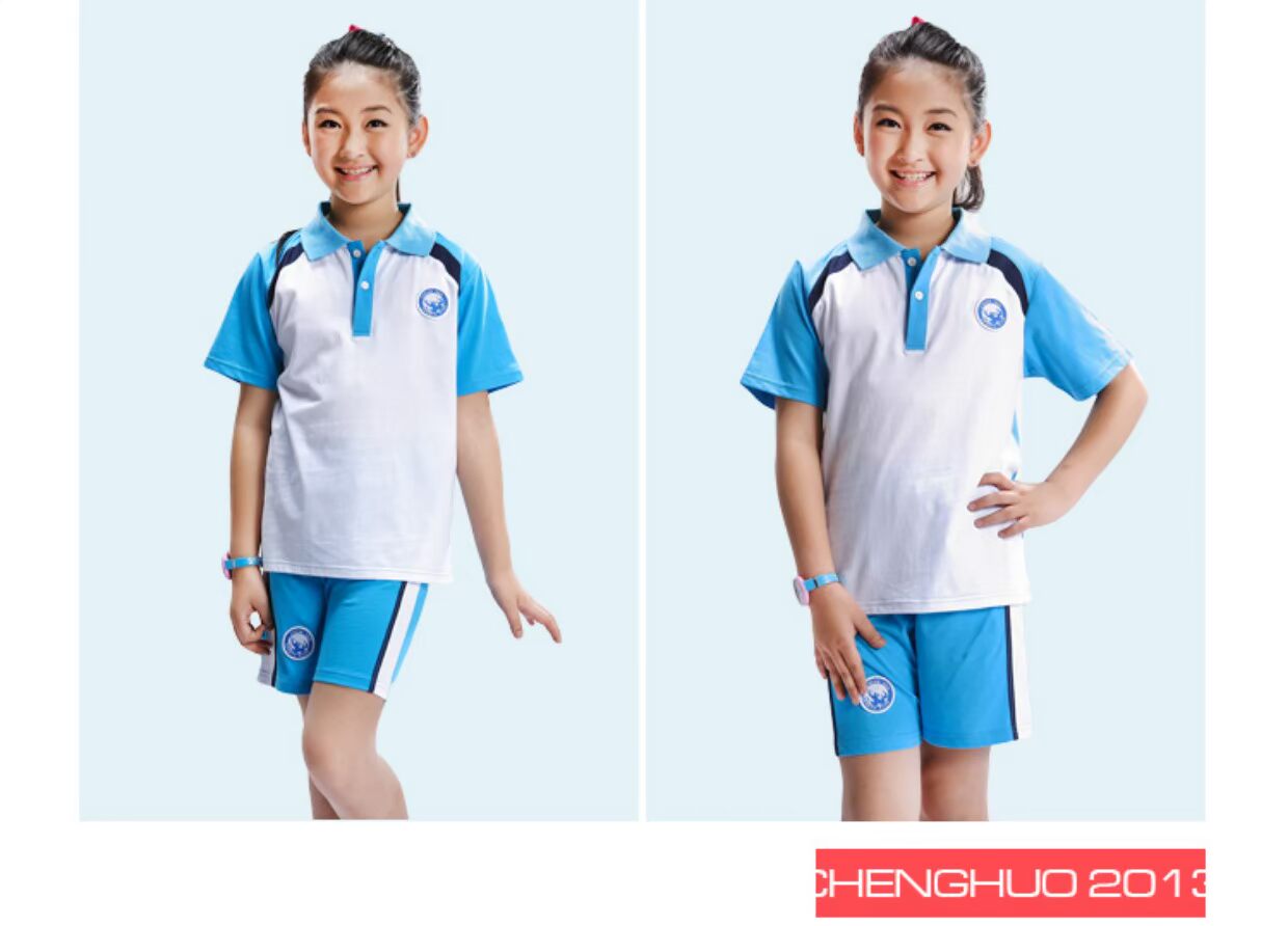 Học sinh tiểu học và trung học thể thao phù hợp với nam và nữ đồng phục học sinh mùa hè màu xanh phục vụ lớp sáu một hợp xướng biểu diễn mua theo nhóm quần áo trẻ con