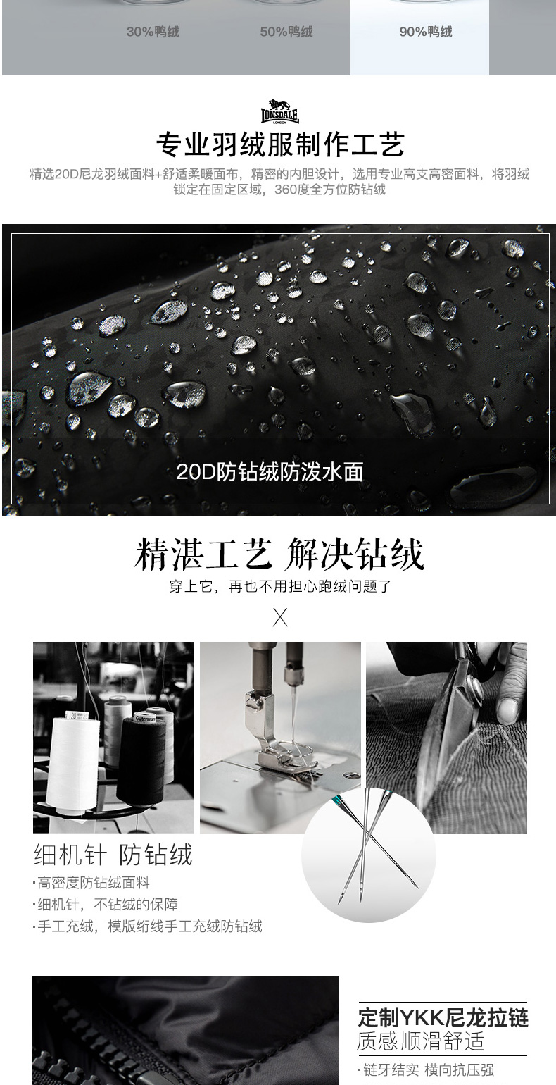 英国 龙狮戴尔 男女款轻薄立领羽绒服 90%白鸭绒 蓬松度600+ 图6