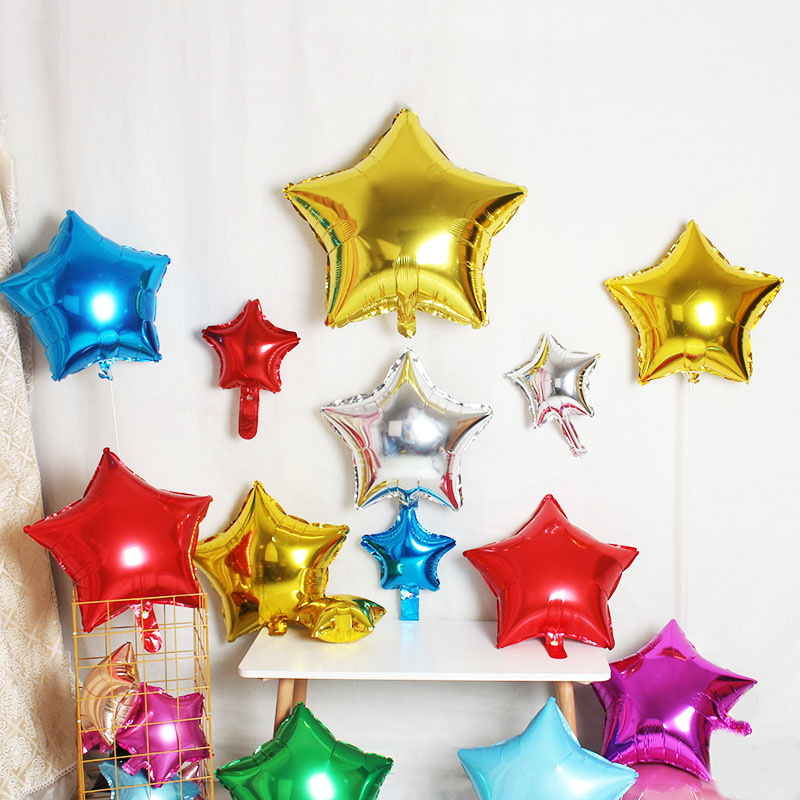 Pentagram Starred Aluminum Film Balloon Decoration Kindergarten Starts Children's Birthday Graduation Groped Aluminum Foil Steamball