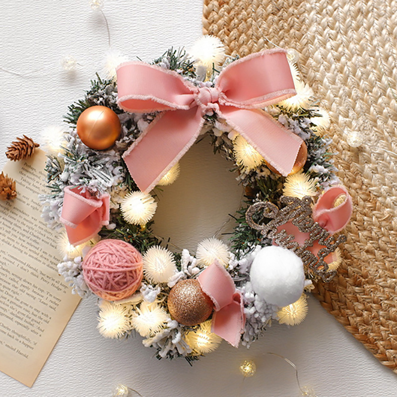 Pink Decorative Christmas Wreath 30 40 50cm Christmas Window Arrangement Rattan Circle Christmas Wreath Wreath Pendant