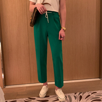 Green casual pants men Korea new 2022 popular elastic comfort and tight small straight tube BV green nine pants tide men