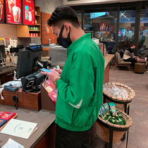 Korea Fall BV Green Men Baseball Collar Coat 2022 new products pop emerald high - sense loose jacket male