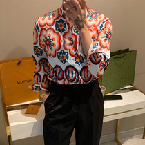 BROTHER autumn men flower pattern shirt tide style light luxury personality ins pop inch clothes 2021 top