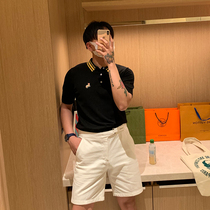 BROTHER kitten embroidery ice silk lapel short sleeve male Korea summer cool cotton knitting polo body tide