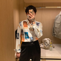 BROTHER Autumn French Mens Pointed Collar Print Shirt 21 Lightly cooked Luxury Slippery Comfortable Fashion Shirt