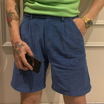 BROTHER summer mens corduroy short casual pants European and American style mens summer retro fashion five-point pants tide