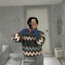 BROTHER winter mens thick cashmere knitted sweater Nordic retro loose diamond stitching sweater tide