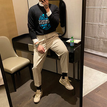 BROTHER autumn and winter mens personality jacquard collar knitwear youth fashion slim sweater mens coat tide