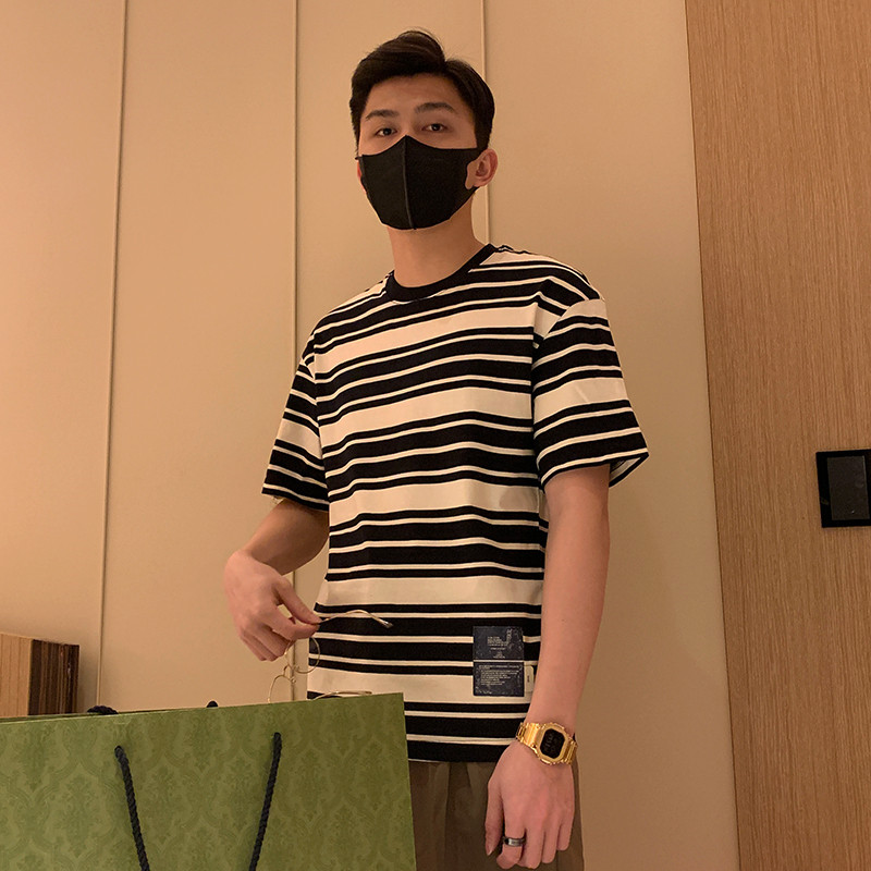 Strip Casual Color T - shirt Men Summer Clothes 2022 New Color Pattern Popular Short Sleeve Current Short Sleeve Men