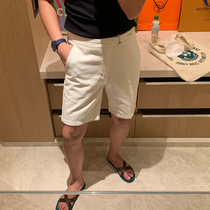 BROTHER casual five-point shorts mens summer waist buckle design popular Korean solid color half trousers