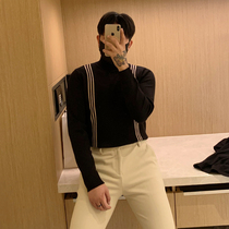 Brother Men Autumn and Winter Half - collar Knitting Sweater 2022 New England Fix Up Strip Sweater