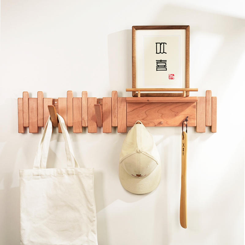Storage and Organization Wall-Mounted Coat Hook, Black Walnut Coat Rack, Entryway Wall-Mounted Hook Rack, Hat Rack, Storage and Decoration