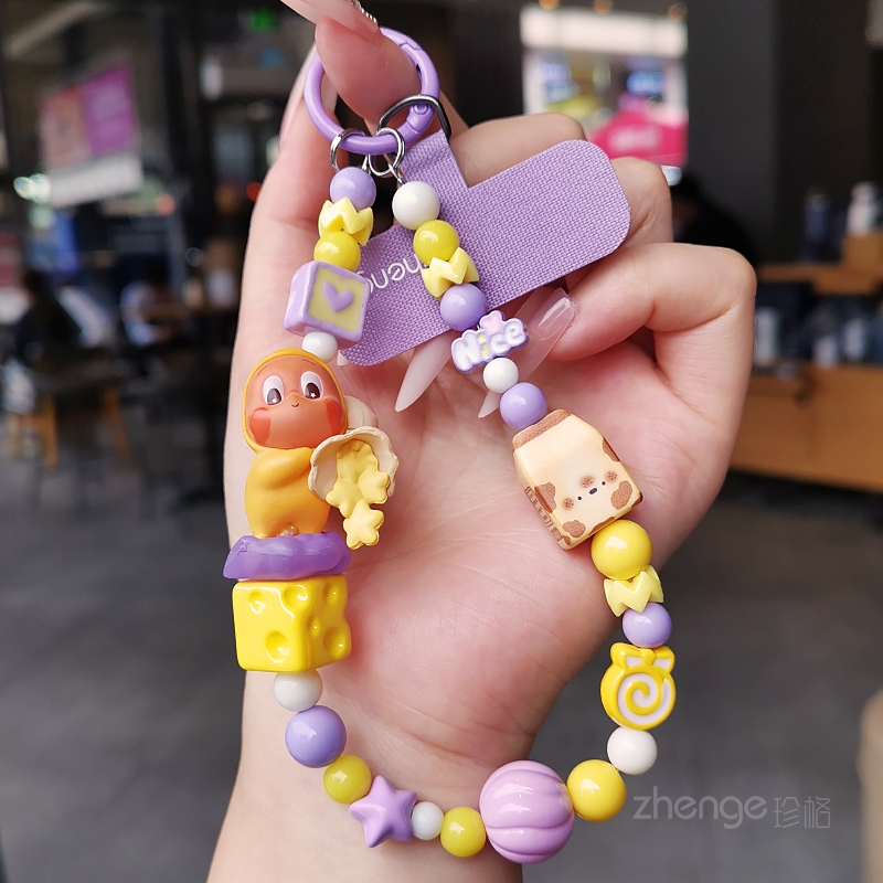 Cute Cartoon Phone Chain with Beaded Star Pendants, Super Stylish for Women, Unique and Exquisite, Outdoor Travel Anti-Loss Camera Strap, Phone Lanyard, High-End Handmade New Product