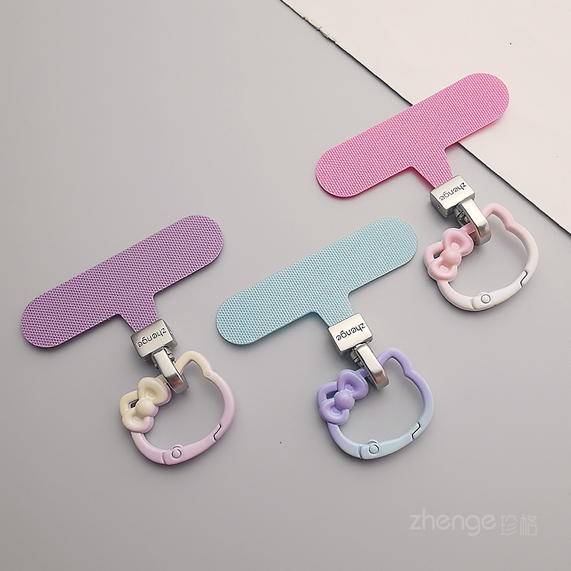 Cute Cat Round Buckle Clip Phone Lanyard Thin Pad That Doesn'T Protrude from the Case, Doesn'T Affect Charging, Phone Chain Ring Hook Connector Metal Circle Sturdy Durable Canvas Strap Universal New