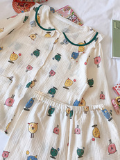 Настройка Джерси u5家居服睡衣套装棉纱服季薄款舒适家居服套装纸样