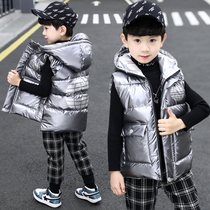 Childrens clothing boy vest autumn winter clothing 2021 New thick handsome foreign atmosphere big childrens cotton clothes down cotton clothes Tide brand