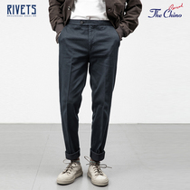 THE CHINO high-set workmanship details bursting high density wool cotton blend slim slacks 1930218