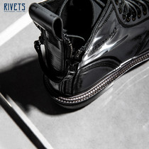 BUTTERO Italian made gorgeous old patent leather technology silver gray high-top boots round cowhide 9130