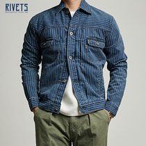  MOMOTARO NISSAN MOMOTARO blue dyed washed striped pure cotton heavy casual second-generation jacket men 03-051S