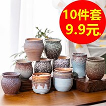 Succulent flower pot ceramic large special clearance breathable creative indoor meat plant small flower pot large diameter
