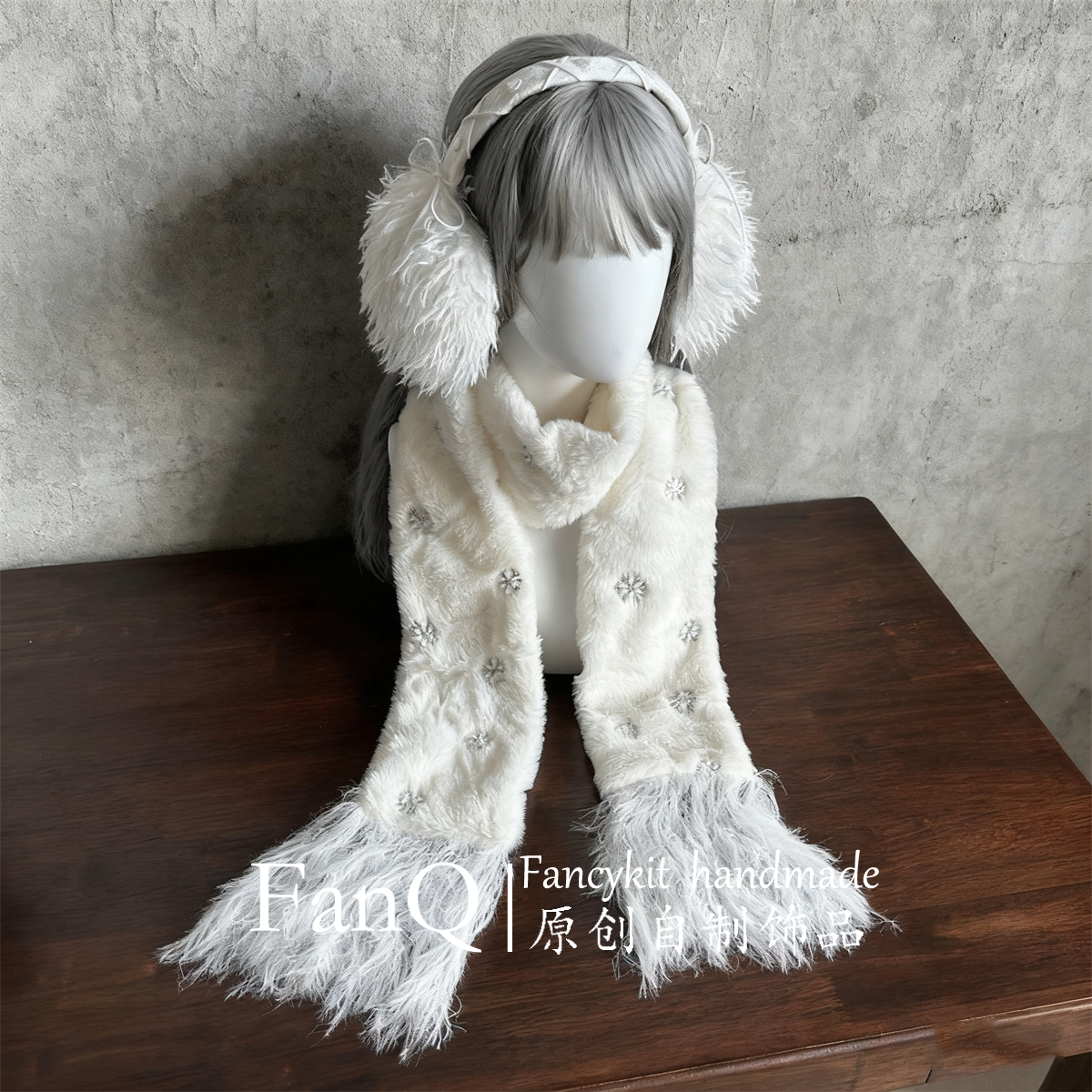 New Korean style autumn/winter trendy faux rabbit fur thickened tassel scarf
