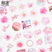 Young Girl Hearts Cherry Blossom Hands Tent Sticker Spring Day Cherry Blossom Season Pink Tie hand ledger This album Baking Decorative Material Collage
