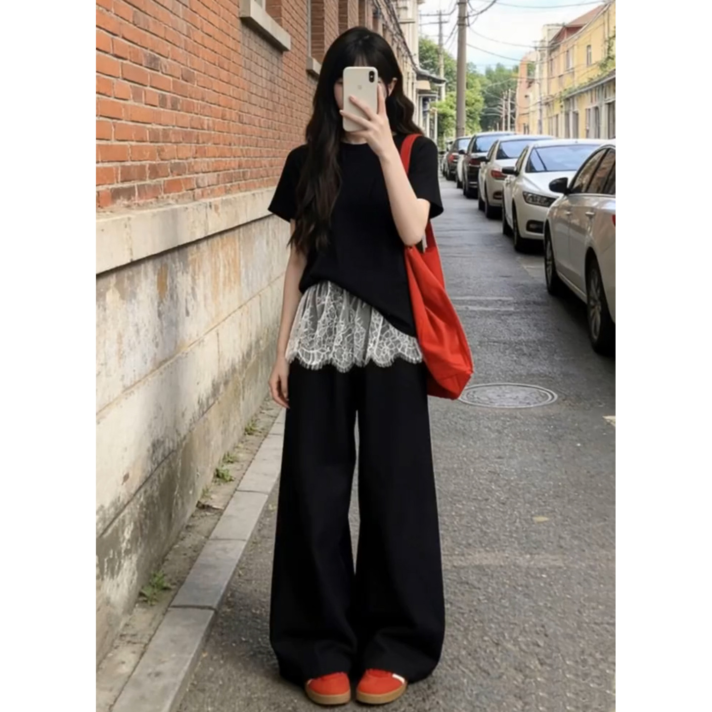 初夏韩系ootd穿搭一整套巨好看休闲上衣屁帘阔腿裤超火时尚两件套