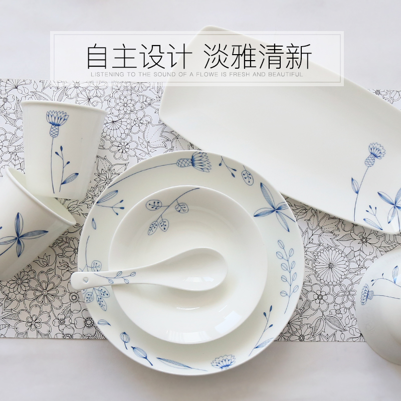 Clearance, 16 times or skull porcelain tableware suit dishes with Korean ceramic bowl dish dish spoon set