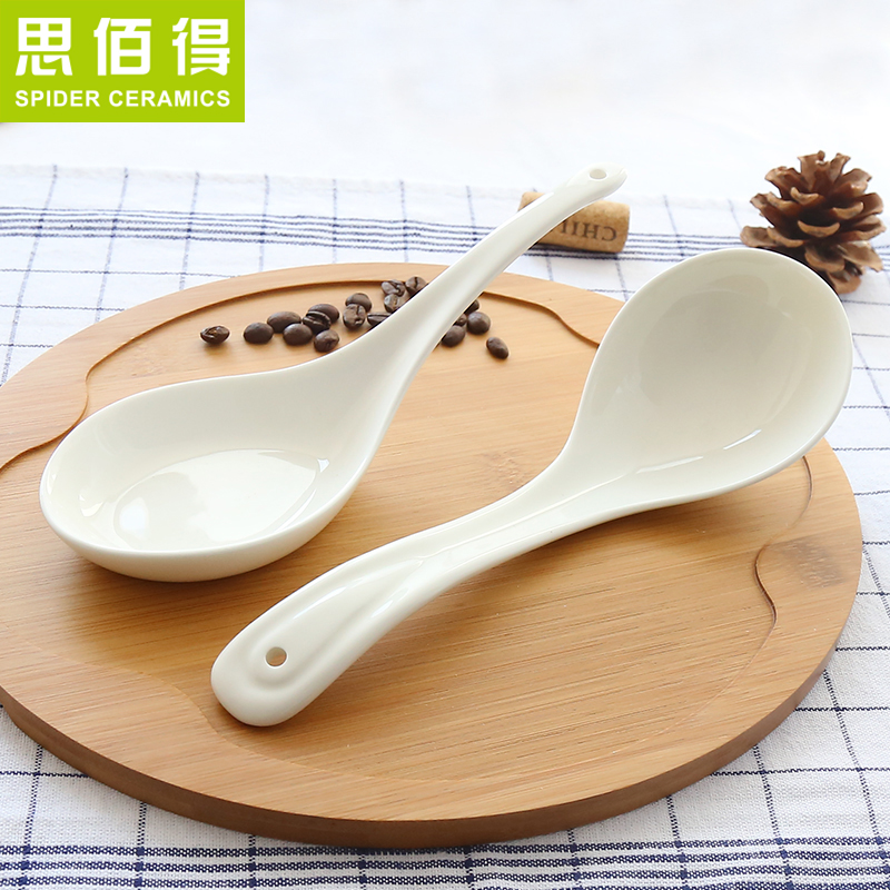 Think hk too big spoon, ceramic spoon, long - handled spoons creative spoon Korean spoon, pure white ipads porcelain spoon