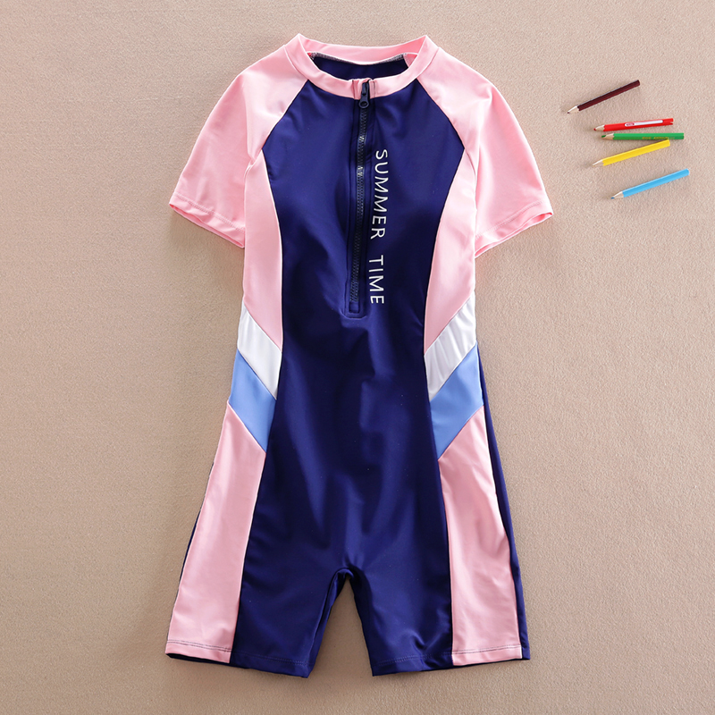 Girls' zipper swimsuit one-piece 13 middle-aged and older boys' boxer pants student swimsuit 2022 children's swimsuit girl 15 years old