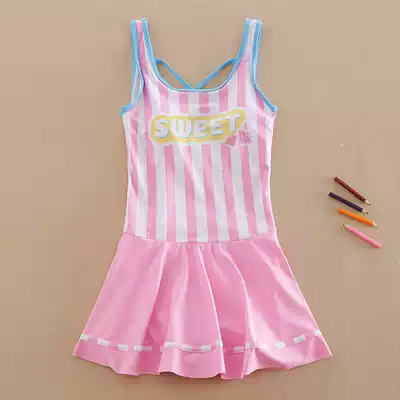 Large and medium children's swimsuit Girls 12-15 years old children's one-piece swimsuit Princess skirt girl boxer swimsuit Student