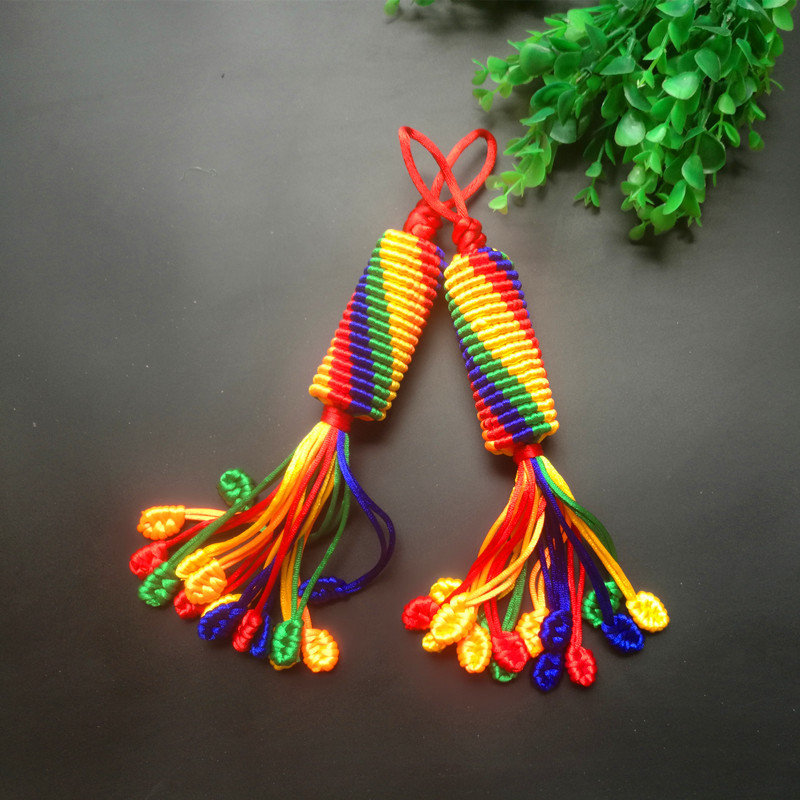 Pure hand King Kong knot worker auspicious knot peace knot car hanging pendant auspicious knot warp knot large 28cm yellow