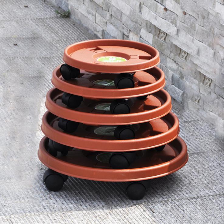 Buy 2 Plastic Flower Pot tray Removable Universal Wheel Nursery Tray Round Flower Pot base with wheel nursery tricolor