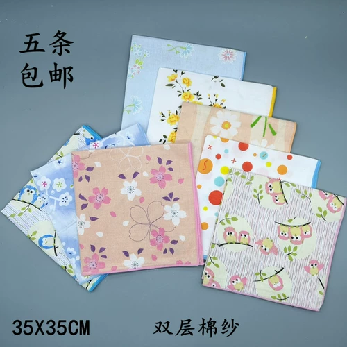 Двухэтажный хлопковый носовой платок для пожилых людей, хлопковое детское полотенце от пота, шарф, 5 шт