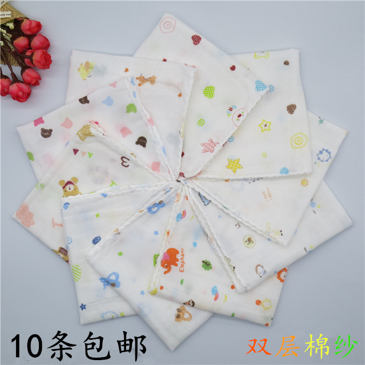 10 double cotton gauze handkerchief saliva towel Baby bib square towel handkerchief wash face