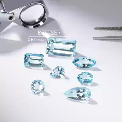 直播专拍 碧色bestser 海蓝宝裸石镶嵌高级彩宝定制直播间