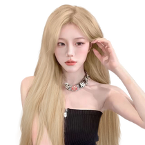 Platinum girl group wig female long hair real hair full real hair natural full headband lace seamless needle