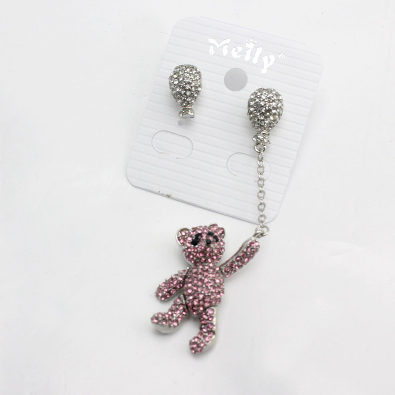 Gulianza stars the same crystal earrings Balloon Panda Necklace Collarbone Chain Small Bear Ear Pendant Ear