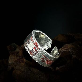 S925 silver mountain ghost money protection ring sterling silver national trend wide ring personalized retro adjustable