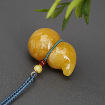 Brand new natural amber honey wax gourd pendant chain engraving piece original tramway hanging bag hanging handlebar piece male and female chicken oil yellow