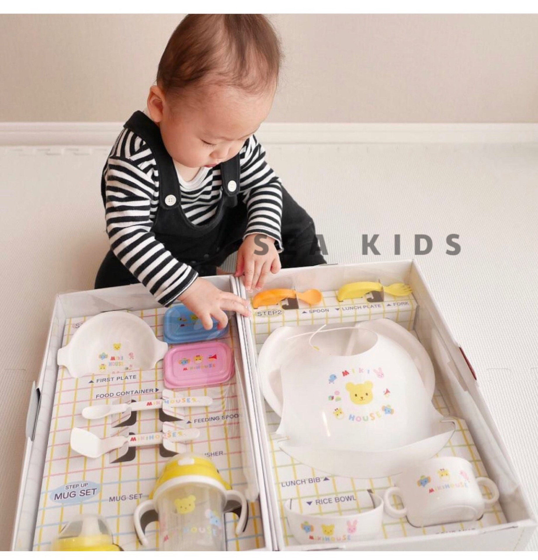 Domestic spot mikihouse baby tableware set gift box luxury combination made in Japan 46-7100-954